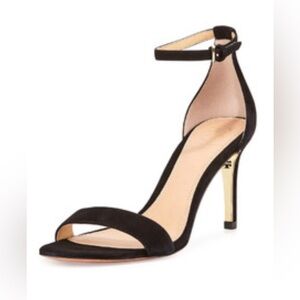 NWOB Tory Burch Keri Black Suede Ankle Strap Heels Size 8.5